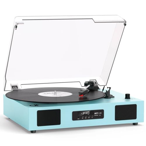 Bluetooth Vinyl Record Player with Speakers (Blue)