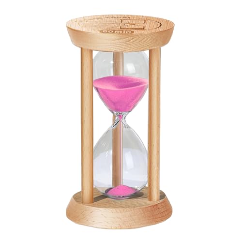 60-Min Wooden Sand Timer (Pink) — Focus Timer