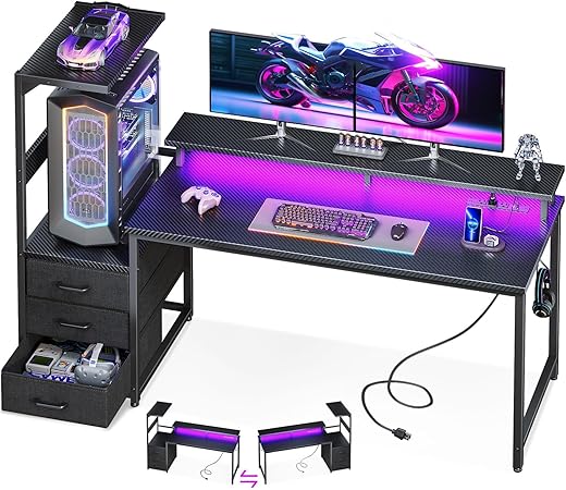 AODK 59 Inch Gaming Desk with LED