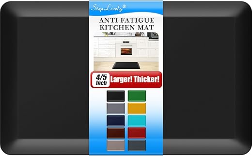 Cushioned Anti-Fatigue Kitchen Mat 17×24 – Non-Slip Black