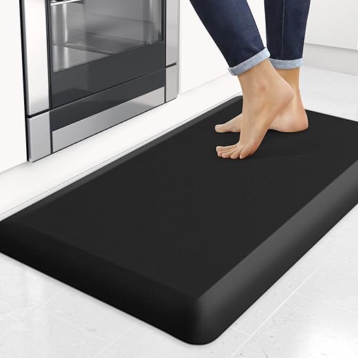 Anti-Fatigue Kitchen Mat 0.8in Thick Non-Slip Black