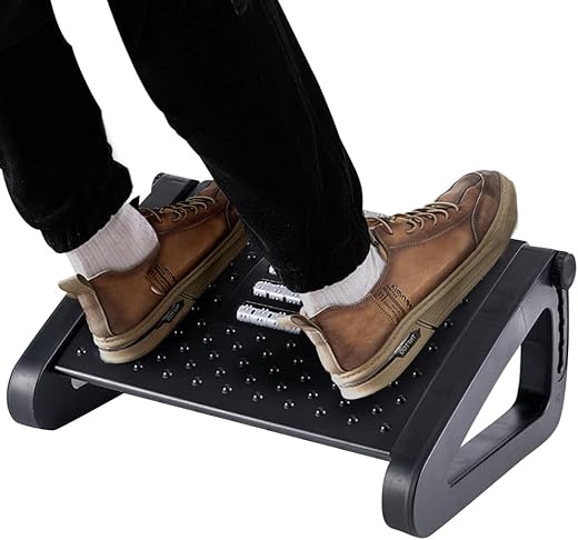 CasaZenith Adjustable Ergonomic Foot Rest with Massage