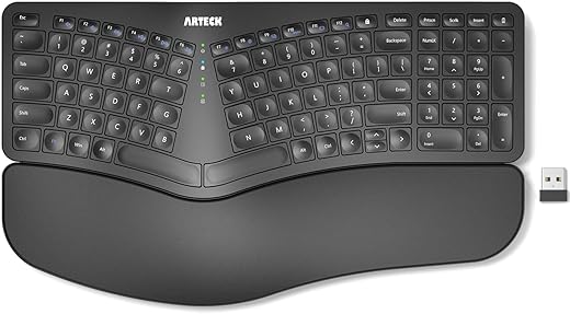 Arteck Split Ergonomic Wireless Keyboard with Wrist Rest