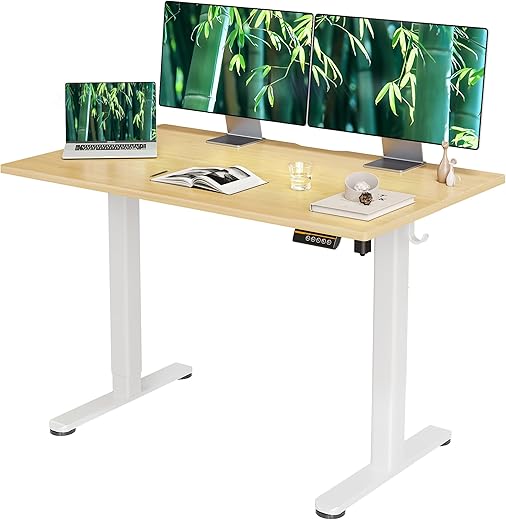 Claiks Bamboo Electric Adjustable Standing Desk - Height Adjustable