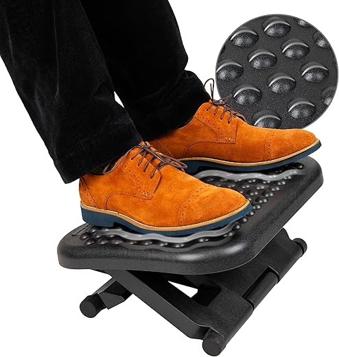 Mind Reader Ergonomic Adjustable Foot Rest - Black