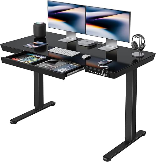 FEZIBO 48x24 Electric Glass Standing Desk