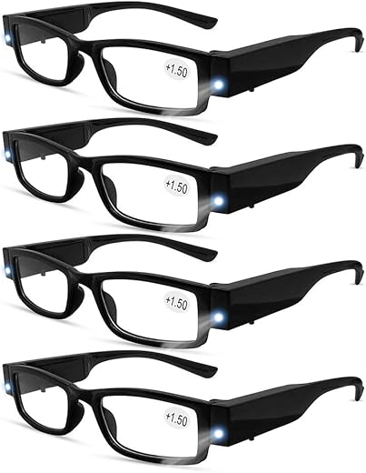 LED Reading Glasses with Built-in Lights - Unisex Design