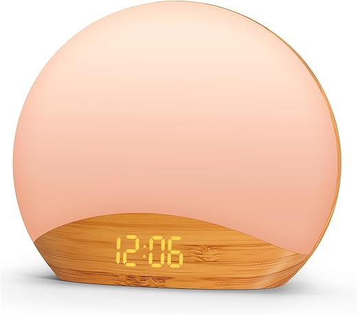 REACHER Wood Grain Sunrise Alarm Clock & Sound Machine