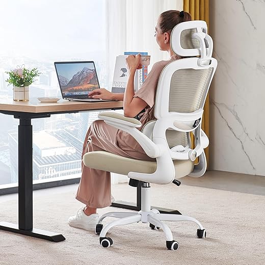 TRALT Ergonomic Mesh High-Back Office Chair – 330 lb Beige