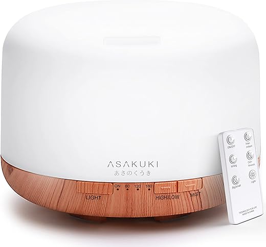 ASAKUKI 500ml Ultrasonic Essential Oil Diffuser with Remote