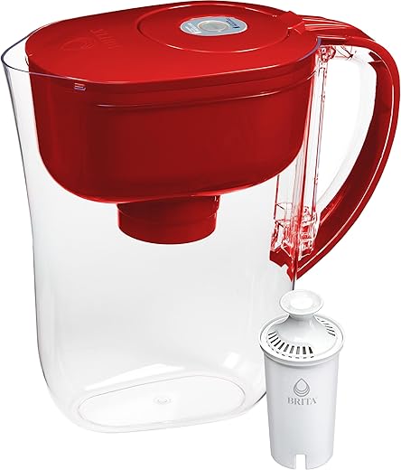 Brita 6-Cup Water Filter Pitcher – Red, BPA-Free