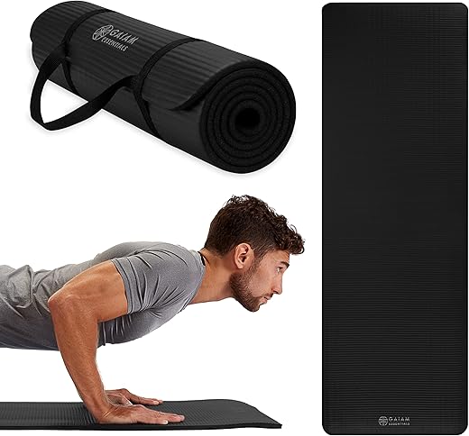 Gaiam 0.4-inch Thick Yoga Mat 72×24 with Carry Strap