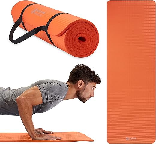 Gaiam Essentials 72x24in Thick Yoga Mat 0.4in with Carry Strap