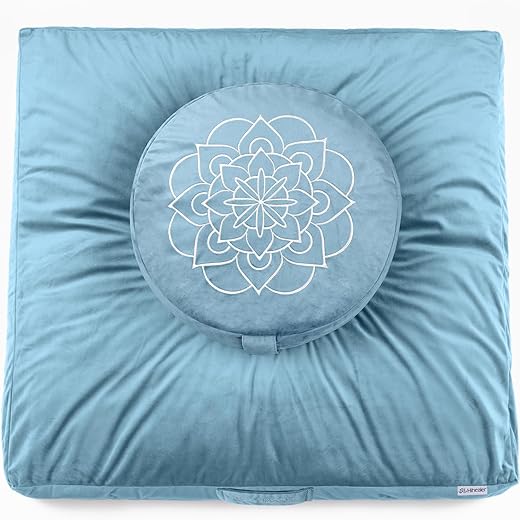 Hihealer Velvet Meditation Zafu & Large Buckwheat Bolster