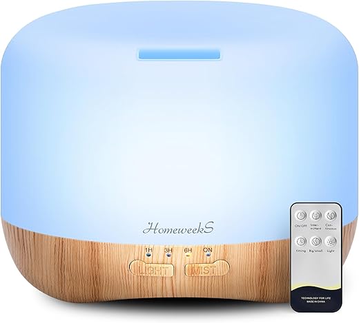 300ml Ultrasonic Essential Oil Diffuser Wood Grain Remote