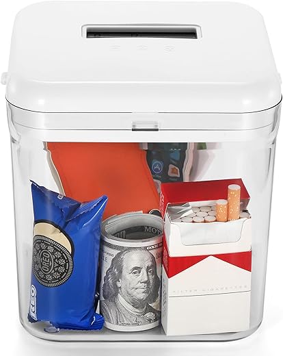 Tcoivs Timed-Lock Box for Phones & Snacks, Rechargeable