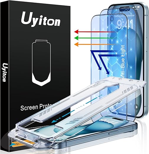 Uyiton iPhone 15 Anti-Blue Light Screen Protector (2-Pack)