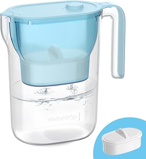 Waterdrop 7-Cup NSF-Certified Filter Pitcher – 200 Gal Blue